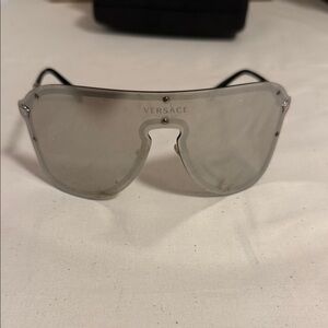 Versace Silver Smoke Shield Sunglasses